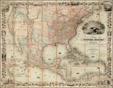 United States and California Map By Joseph Hutchins Colton