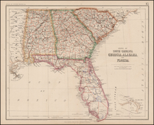 Florida, South and Southeast Map By Henry Darwin Rogers  &  Alexander Keith Johnston