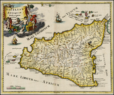 Sicily Map By Philipp Clüver