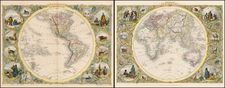 World, World, Eastern Hemisphere, Western Hemisphere, South America and America Map By John Tallis