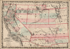 Southwest, Rocky Mountains and California Map By Benjamin P Ward  &  Alvin Jewett Johnson