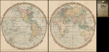 World, World, Eastern Hemisphere, Western Hemisphere and Curiosities Map By William Darton