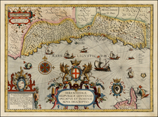 France and Italy Map By Abraham Ortelius / Johannes Baptista Vrients