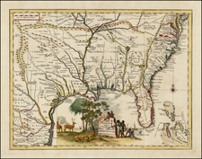 Florida, South, Southeast, Texas and Midwest Map By Giambattista Albrizzi