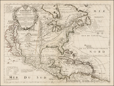 North America and California Map By Vincenzo Maria Coronelli / Jean-Baptiste Nolin