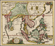 China, India, Southeast Asia, Philippines and Other Islands Map By Philipp Clüver