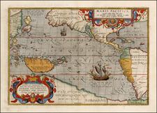 Western Hemisphere, Polar Maps, South America, China, Japan, Pacific, Australia, Oceania and America Map By Abraham Ortelius