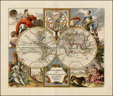 World and World Map By Giambattista Albrizzi