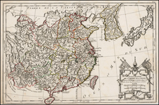 China and Korea Map By Etienne-Andre Philippe  De Pretot