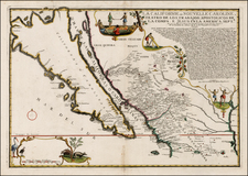 Southwest, Mexico, Baja California and California Map By Nicolas de Fer