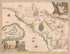 Southeast, North Carolina and South Carolina Map By John Ogilby - James Moxon