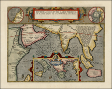 Polar Maps, Indian Ocean, Mediterranean, India, Southeast Asia, Other Islands, Central Asia & Caucasus, Middle East and Greece Map By Abraham Ortelius