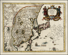 China, Japan and Korea Map By Matthaus Merian