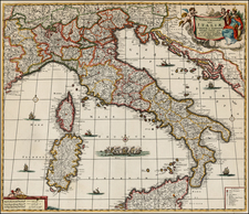 Italy and Balearic Islands Map By Frederick De Wit