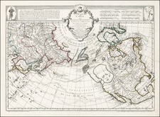 Alaska, North America, China, Japan, Pacific, Russia in Asia and Canada Map By Philippe Buache / Joseph Nicholas De  L'Isle