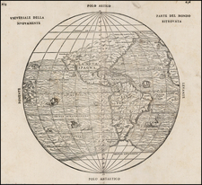 World, Western Hemisphere, Polar Maps, South America and America Map By Giovanni Battista Ramusio