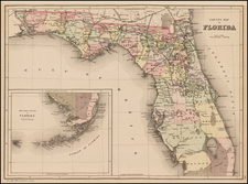 Florida Map By Samuel Augustus Mitchell Jr.