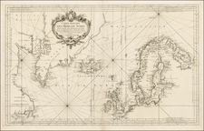 Polar Maps, Atlantic Ocean, Scandinavia and Canada Map By Jacques Nicolas Bellin