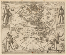 Western Hemisphere, North America, South America, Australia & Oceania, Australia, Oceania and America Map By Theodor De Bry