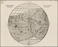 World, Western Hemisphere, Polar Maps, South America and America Map By Giovanni Battista Ramusio