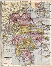 Europe and Greece Map By George F. Cram