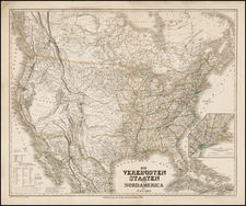 United States, Texas, Southwest, Rocky Mountains and Canada Map By Heinrich Keipert