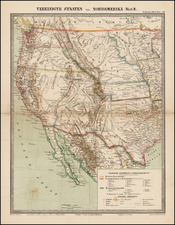 Southwest, Rocky Mountains and California Map By Traugott Bromme