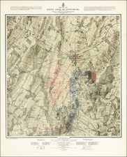Lot - MAP: Gettysburg Battle-Field, by John B. Bachelder, 1863, birdseye view lithograph, published by Endicott & Co., New York, tears a