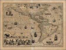 Western Hemisphere, South America, Australia & Oceania, Australia, Oceania and America Map By Jodocus Hondius