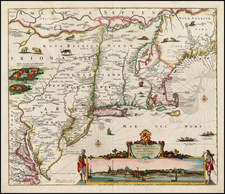 New England, Mid-Atlantic and Canada Map By Nicolaes Visscher I