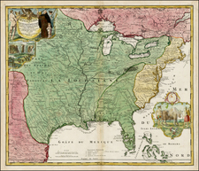 United States, South, Southeast, Texas, Midwest, Plains and Southwest Map By Johann Baptist Homann