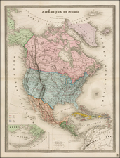 North America, South America and America Map By J. Andriveau-Goujon