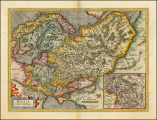 Russia, Baltic Countries, Balkans, Scandinavia and Russia in Asia Map By Gerard Mercator