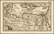 Mediterranean, Middle East, Holy Land, Egypt and North Africa Map By Philipp Clüver