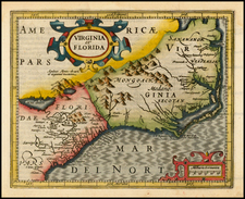 Mid-Atlantic and Southeast Map By Jodocus Hondius