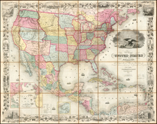 United States Map By Joseph Hutchins Colton