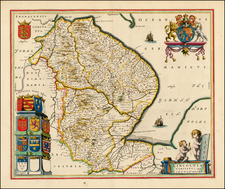 British Isles and British Counties Map By Johannes Blaeu