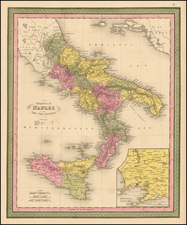 Italy and Balearic Islands Map By Samuel Augustus Mitchell