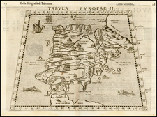 Spain and Portugal Map By Girolamo Ruscelli