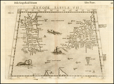 Italy and Balearic Islands Map By Girolamo Ruscelli