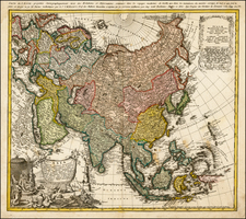 Asia and Asia Map By Homann Heirs / Johann Matthaus Haas