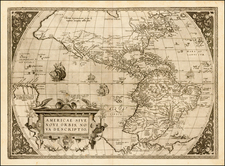Western Hemisphere, South America and America Map By Abraham Ortelius