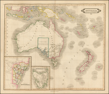 Australia & Oceania, Australia, Oceania, New Zealand and Other Pacific Islands Map By Daniel Lizars