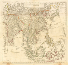 China, Japan, Korea, India, Southeast Asia, Philippines and Central Asia & Caucasus Map By Philippe Buache