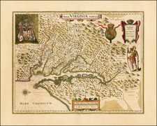 Mid-Atlantic and Southeast Map By Willem Janszoon Blaeu