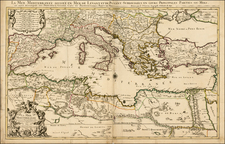 Mediterranean, North Africa, Balearic Islands and Greece Map By Alexis-Hubert Jaillot