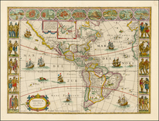Western Hemisphere, North America, South America and America Map By Willem Janszoon Blaeu
