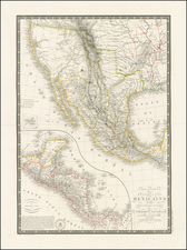 Texas, Southwest, Rocky Mountains, Mexico, Baja California and California Map By Adrien-Hubert Brué