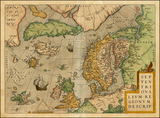 Atlantic Ocean, British Isles, Scandinavia and Balearic Islands Map By Abraham Ortelius