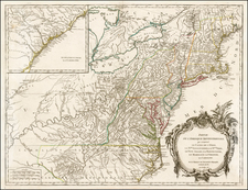 New England, Mid-Atlantic and Southeast Map By Didier Robert de Vaugondy